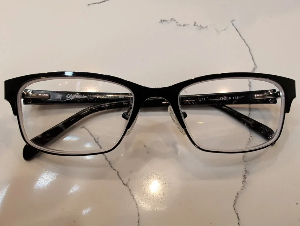 Oleg Cassini Eyeglasses Frame CAR107 001 Black Glitter Clear Lens Glasses...